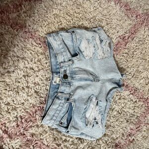 Billabong Distressed Light Blue Denim Shorts